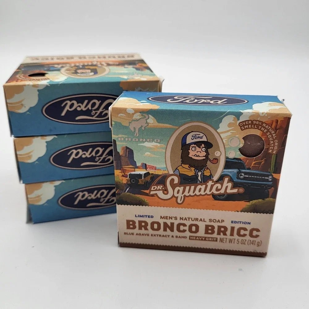 (4) Dr. Squatch Bronco Bricc Men's Natural Bar Soap Heavy Grit 5oz Blue Agave